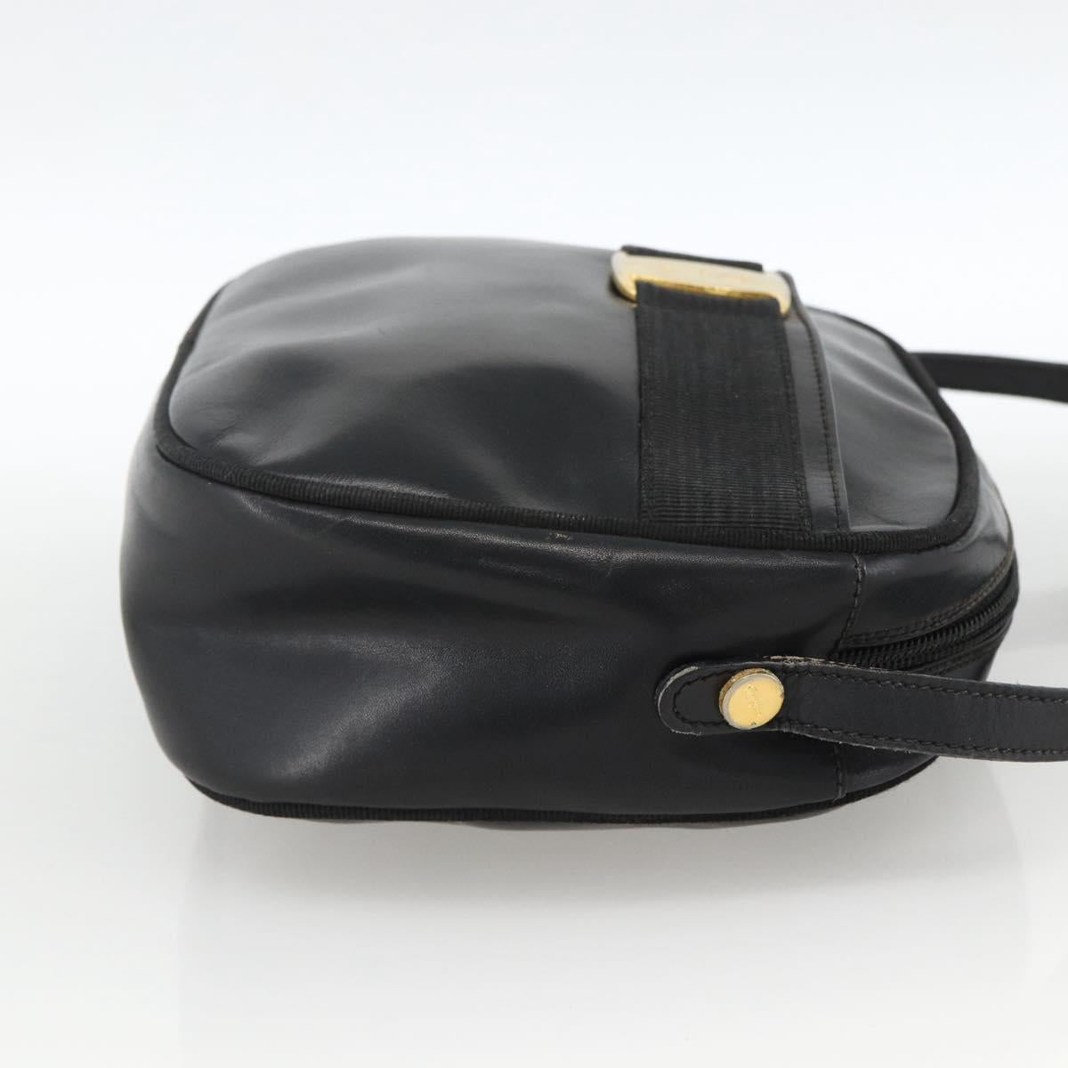 Salvatore Ferragamo Vala Shoulder Bag Leather Black Gold Auth BA11345