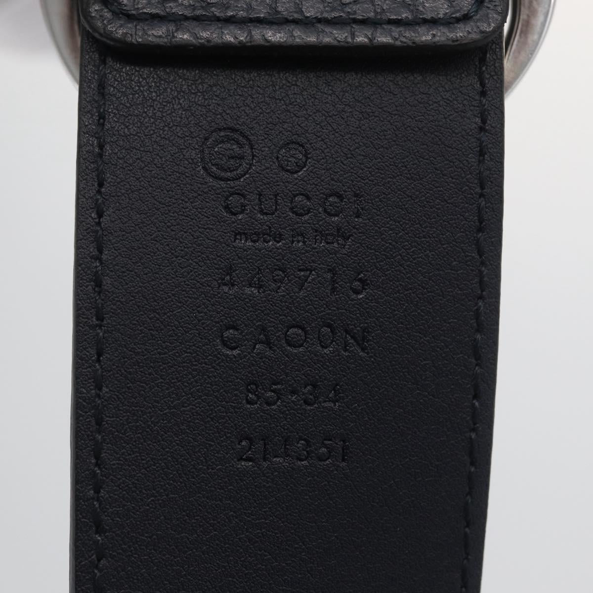 GUCCI Belt Leather 39.4"" Outlet Navy Silver 449716 Auth BA11347V