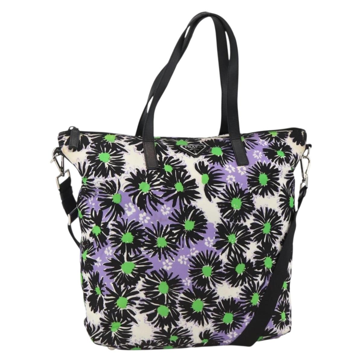 PRADA Tote Bag Nylon 2way Multicolor Silver Auth BA11353A
