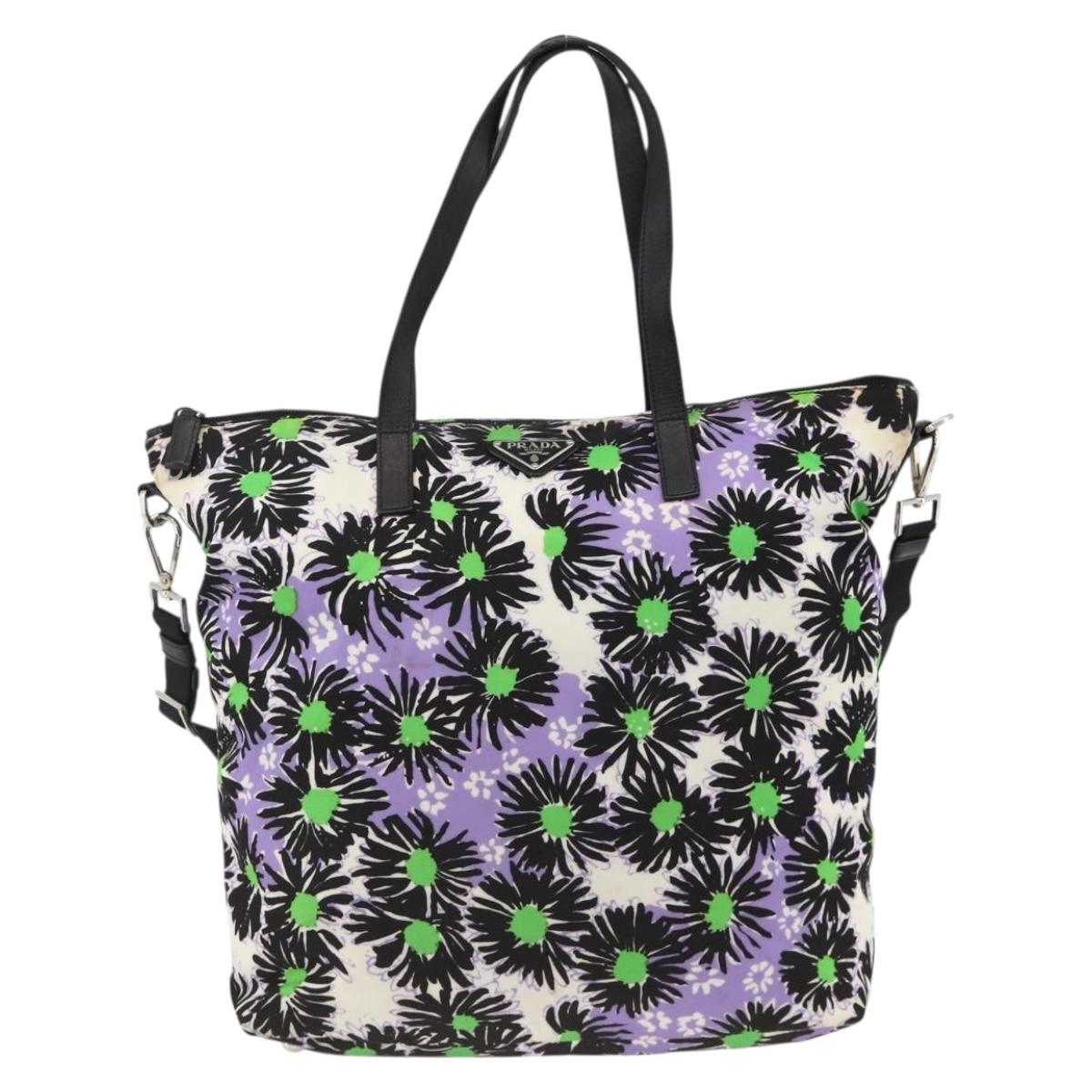 PRADA Tote Bag Nylon 2way Multicolor Silver Auth BA11353A