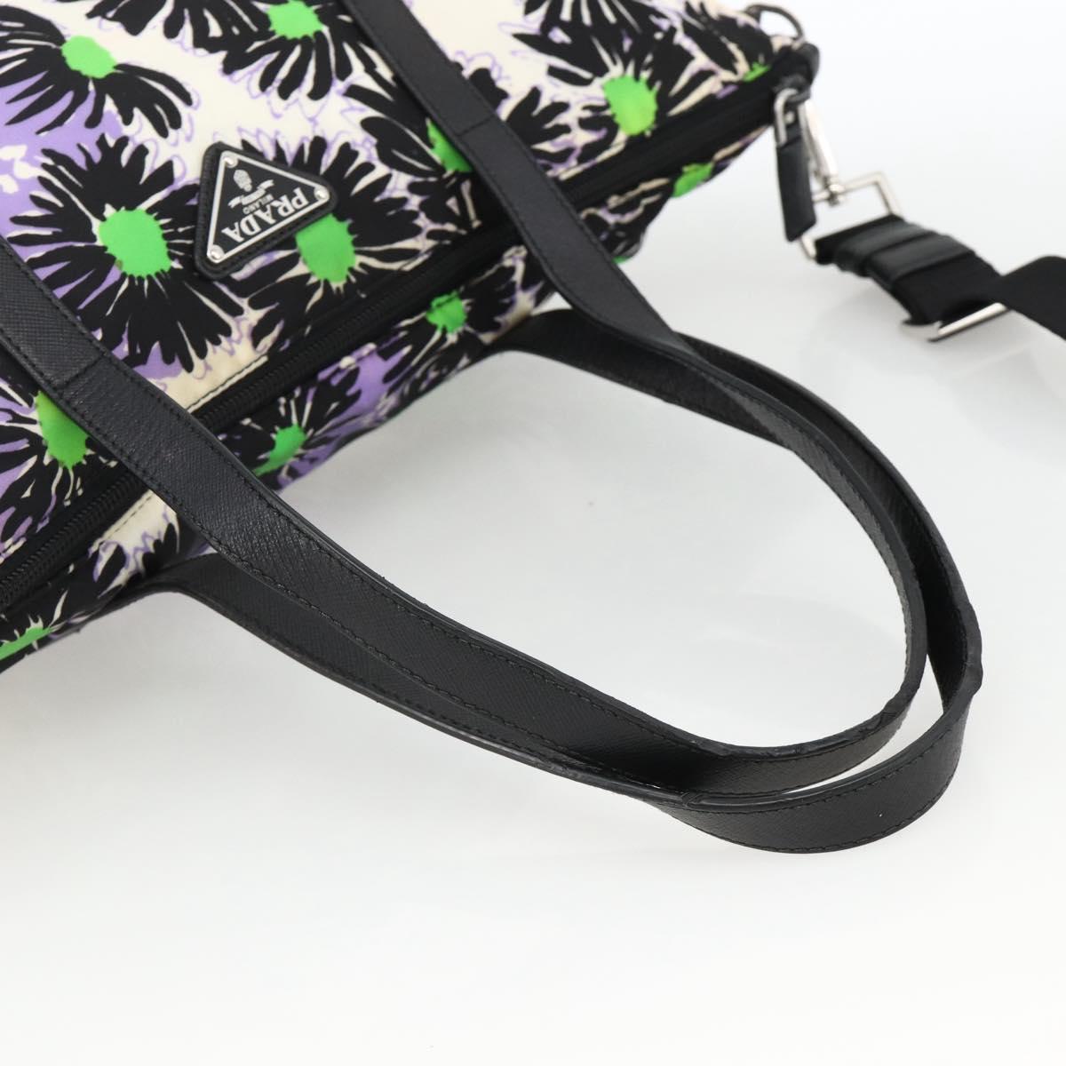 PRADA Tote Bag Nylon 2way Multicolor Silver Auth BA11353A