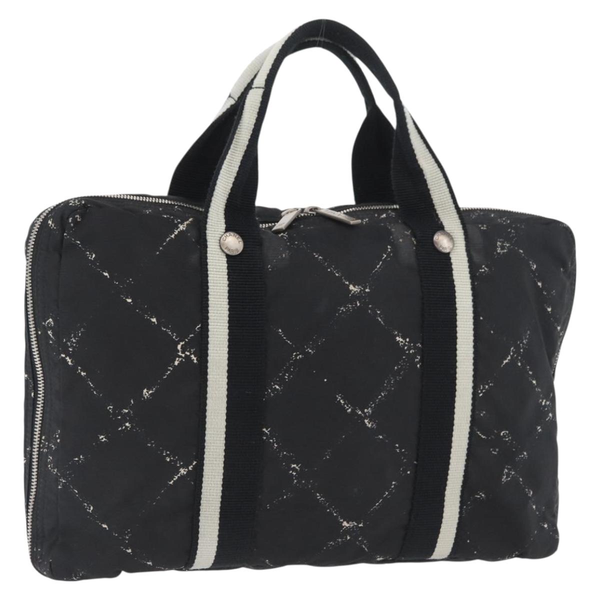 CHANEL New Travel Line Hand Bag Nylon Black CC Auth BA11357