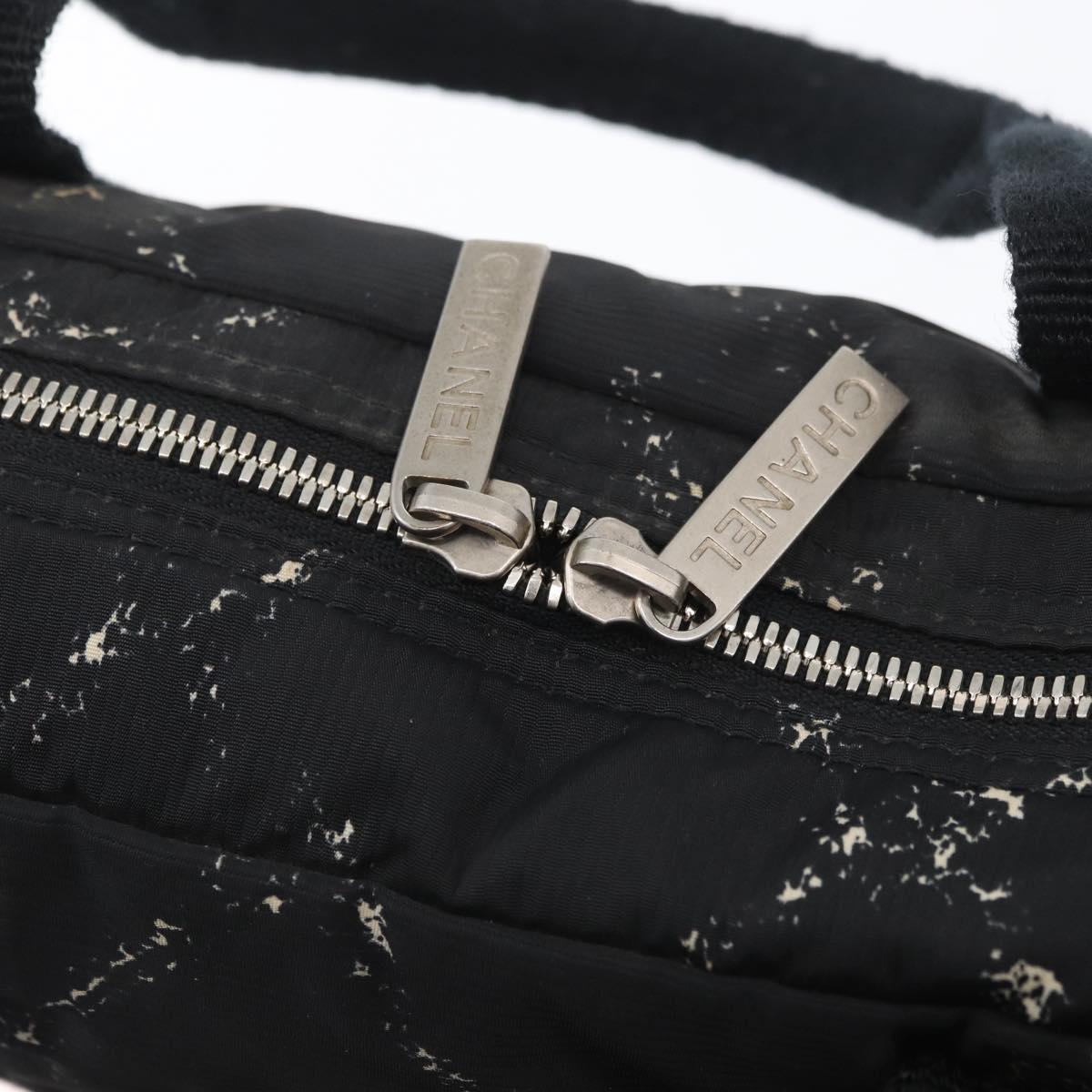 CHANEL New Travel Line Hand Bag Nylon Black CC Auth BA11357