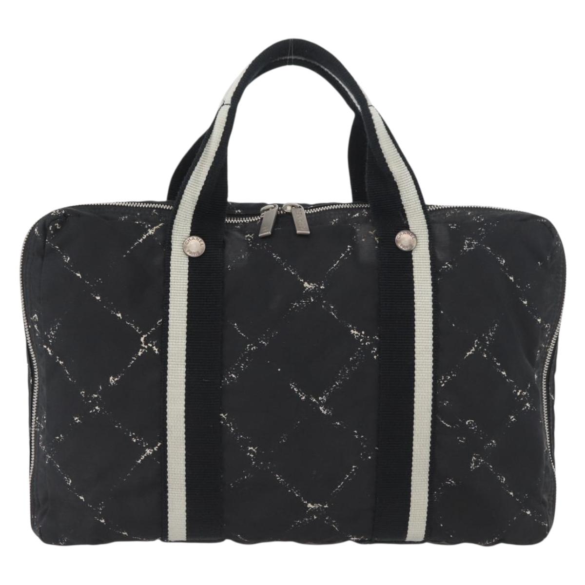 CHANEL New Travel Line Hand Bag Nylon Black CC Auth BA11357