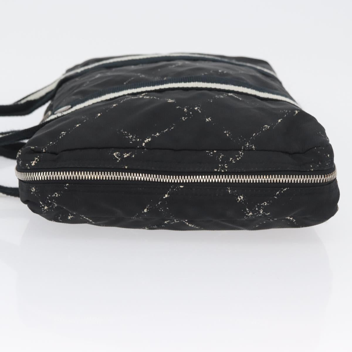 CHANEL New Travel Line Hand Bag Nylon Black CC Auth BA11357