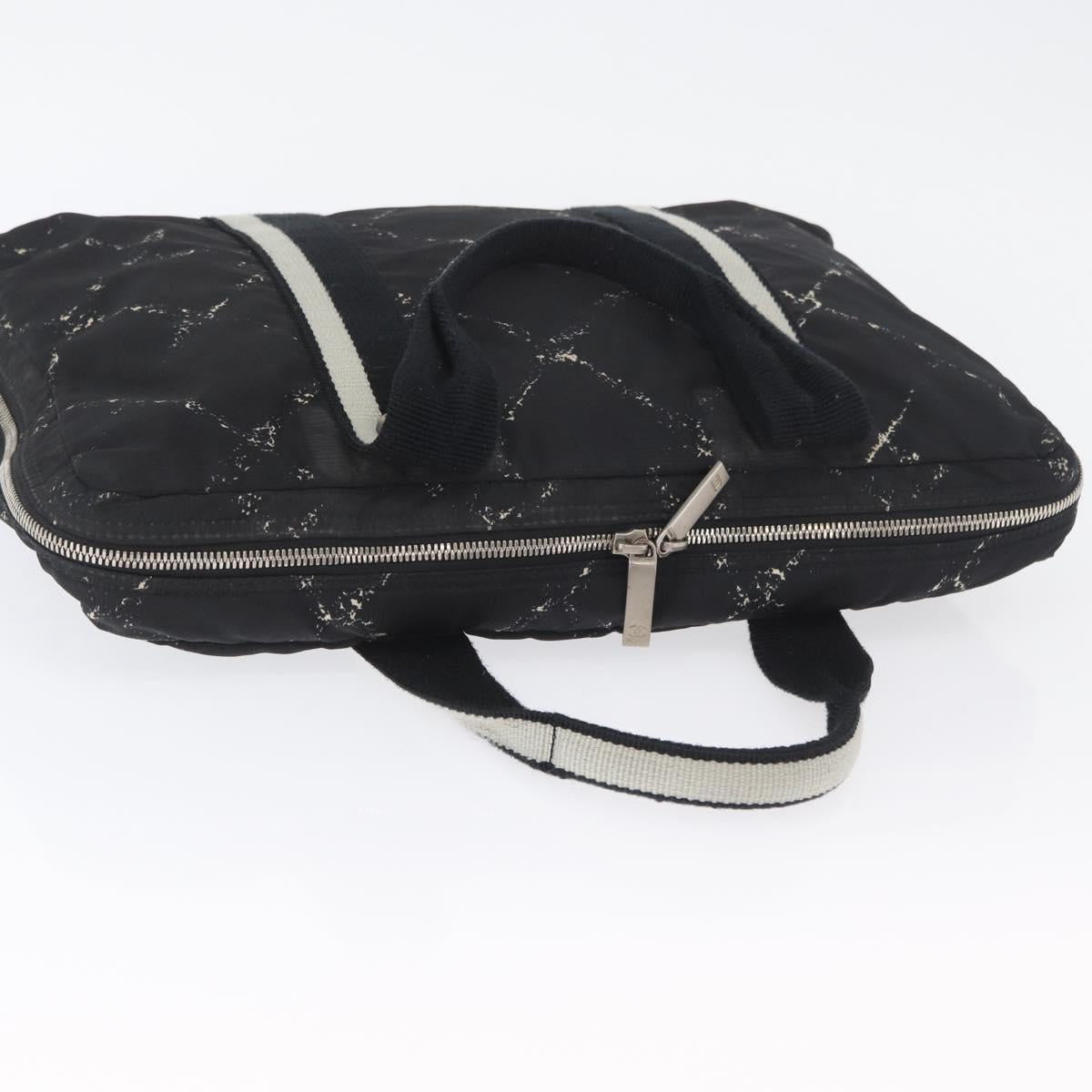 CHANEL New Travel Line Hand Bag Nylon Black CC Auth BA11357