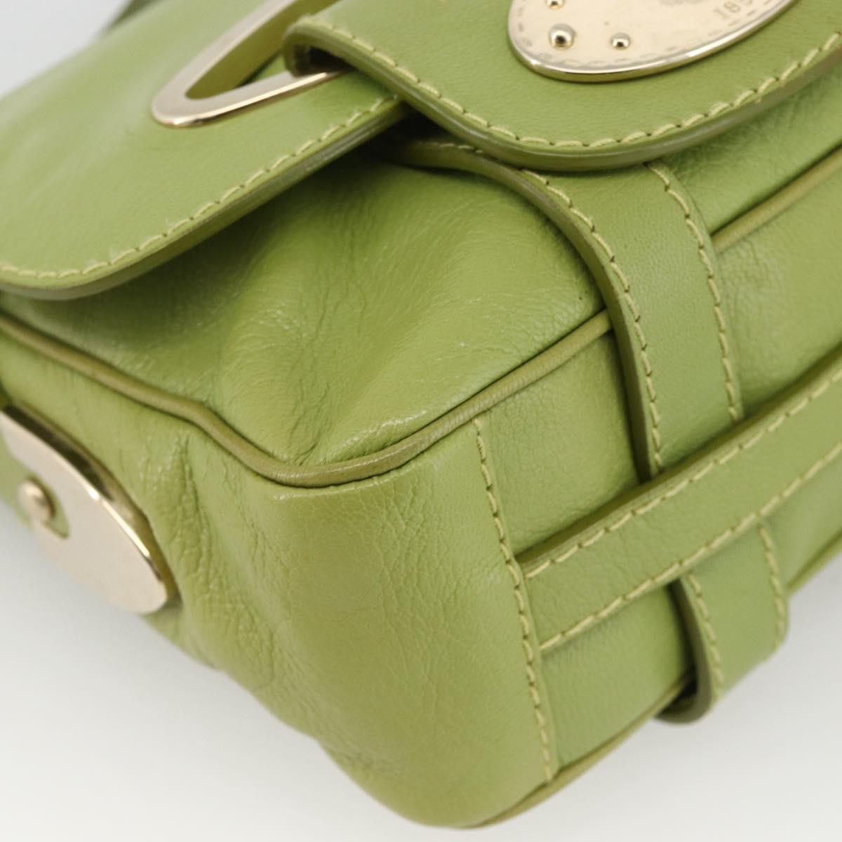 BALLY Shoulder Bag Leather Light green Auth BA11358A