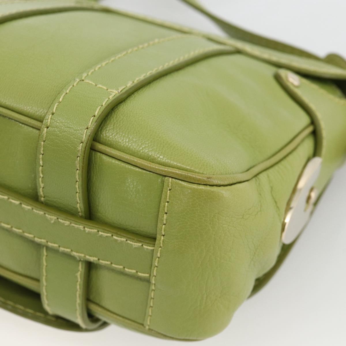 BALLY Shoulder Bag Leather Light green Auth BA11358A