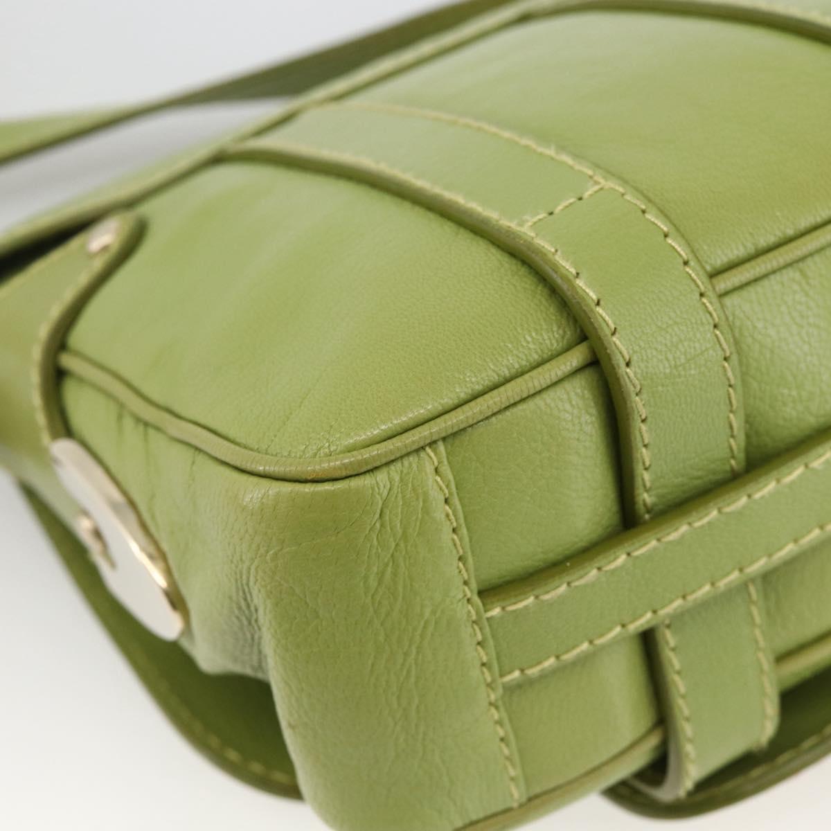 BALLY Shoulder Bag Leather Light green Auth BA11358A