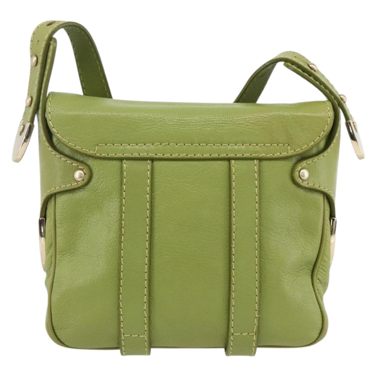 BALLY Shoulder Bag Leather Light green Auth BA11358A
