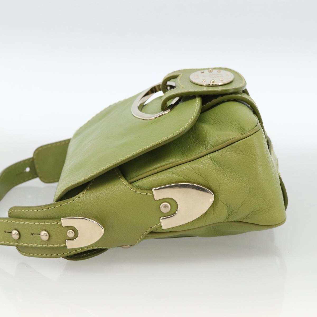 BALLY Shoulder Bag Leather Light green Auth BA11358A