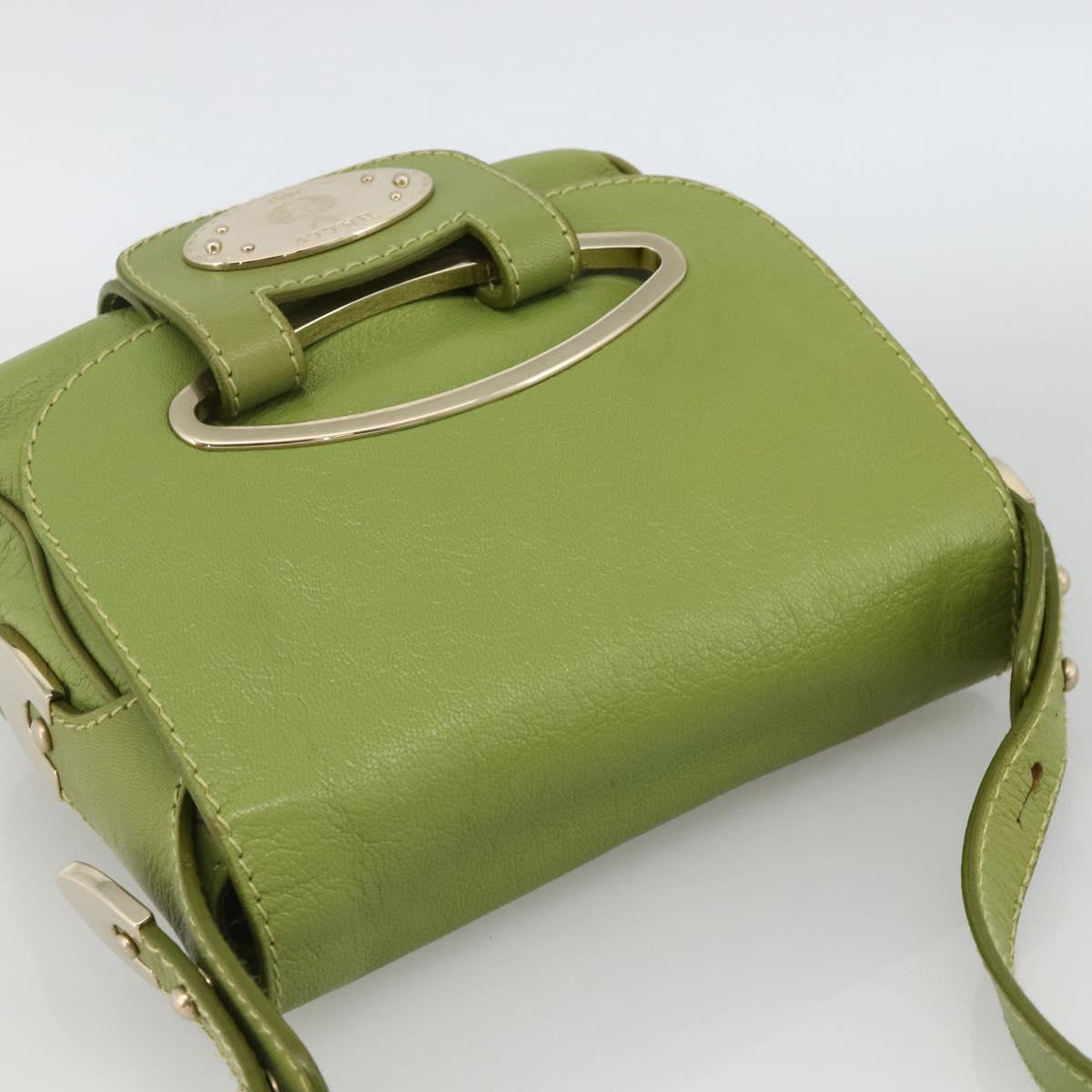 BALLY Shoulder Bag Leather Light green Auth BA11358A