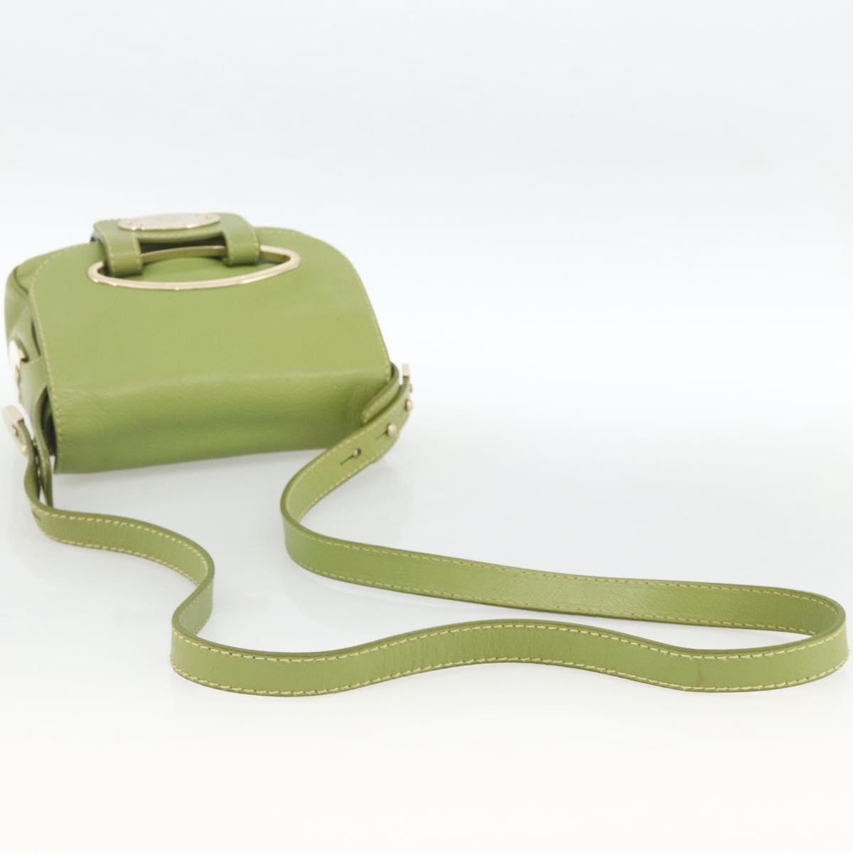 BALLY Shoulder Bag Leather Light green Auth BA11358A