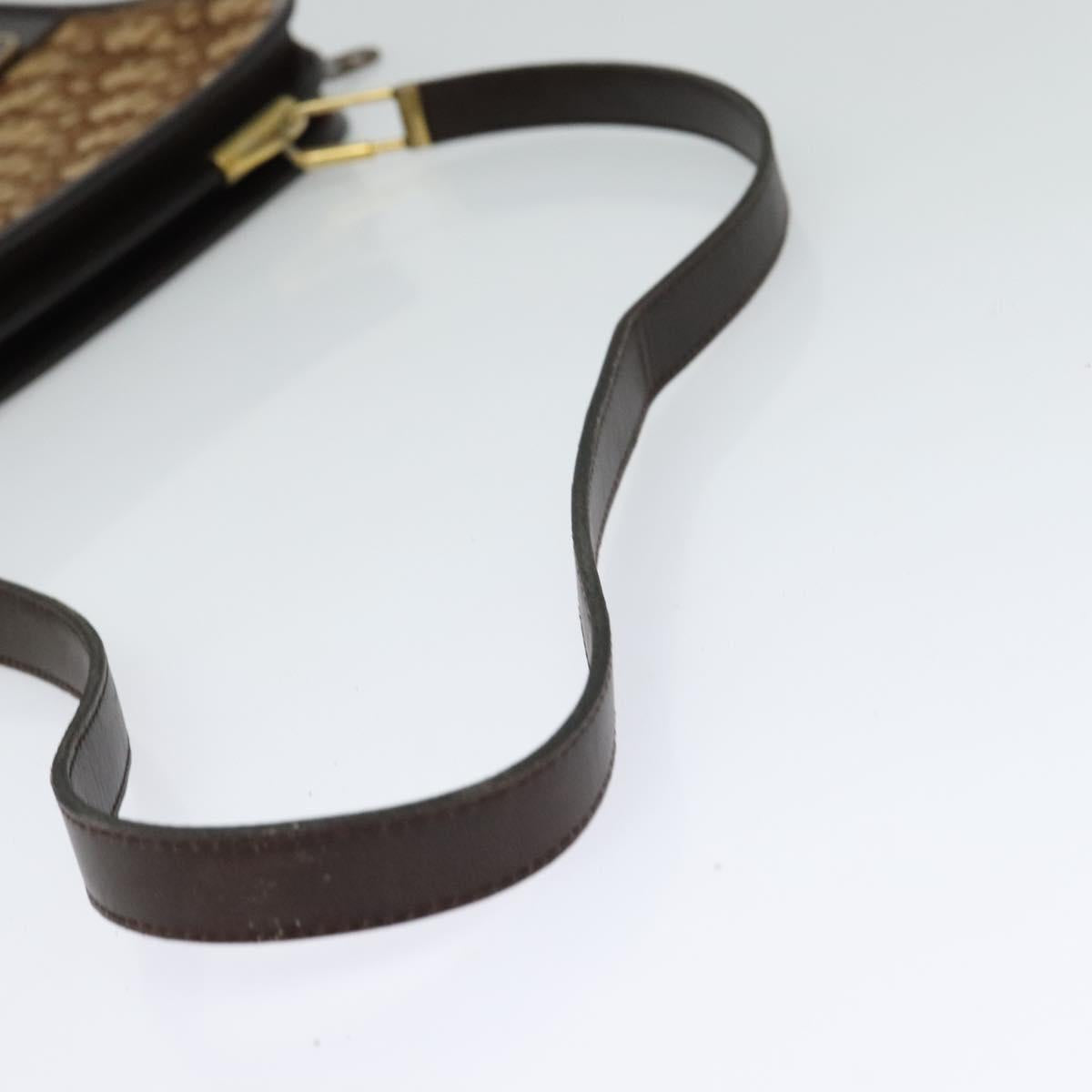 Christian Dior Trotter Canvas Shoulder Bag Brown Gold Auth BA1136