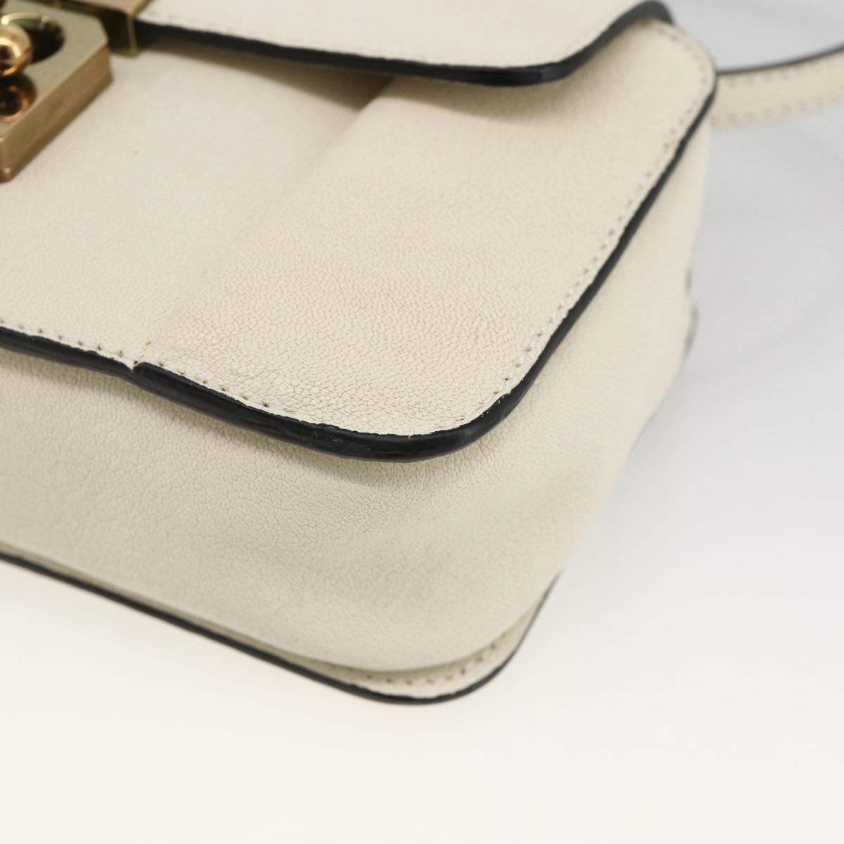 Chloe Shoulder Bag Leather Cream Gold Auth BA11360A