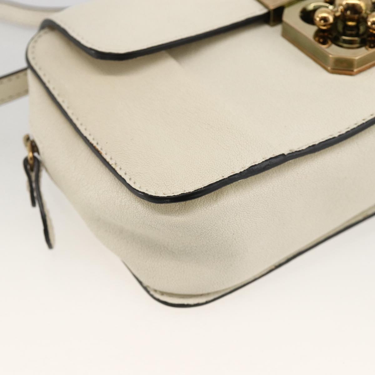 Chloe Shoulder Bag Leather Cream Gold Auth BA11360A