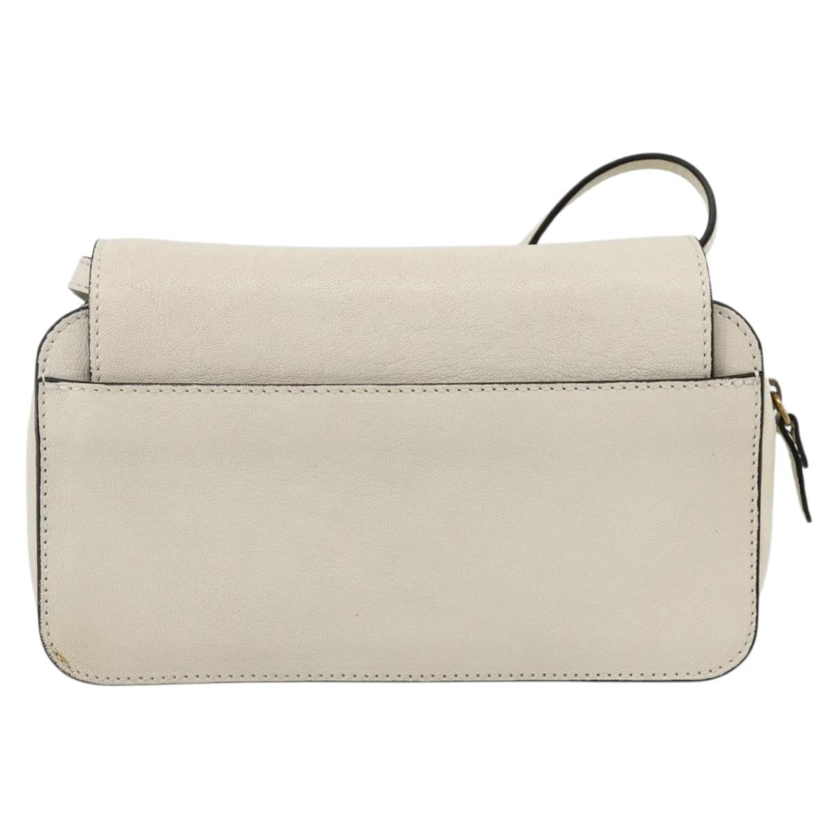 Chloe Shoulder Bag Leather Cream Gold Auth BA11360A