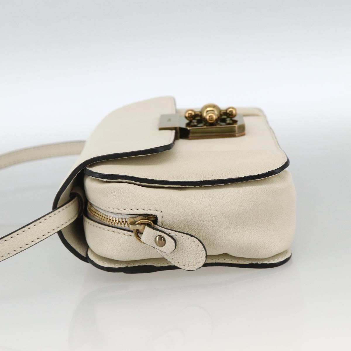 Chloe Shoulder Bag Leather Cream Gold Auth BA11360A
