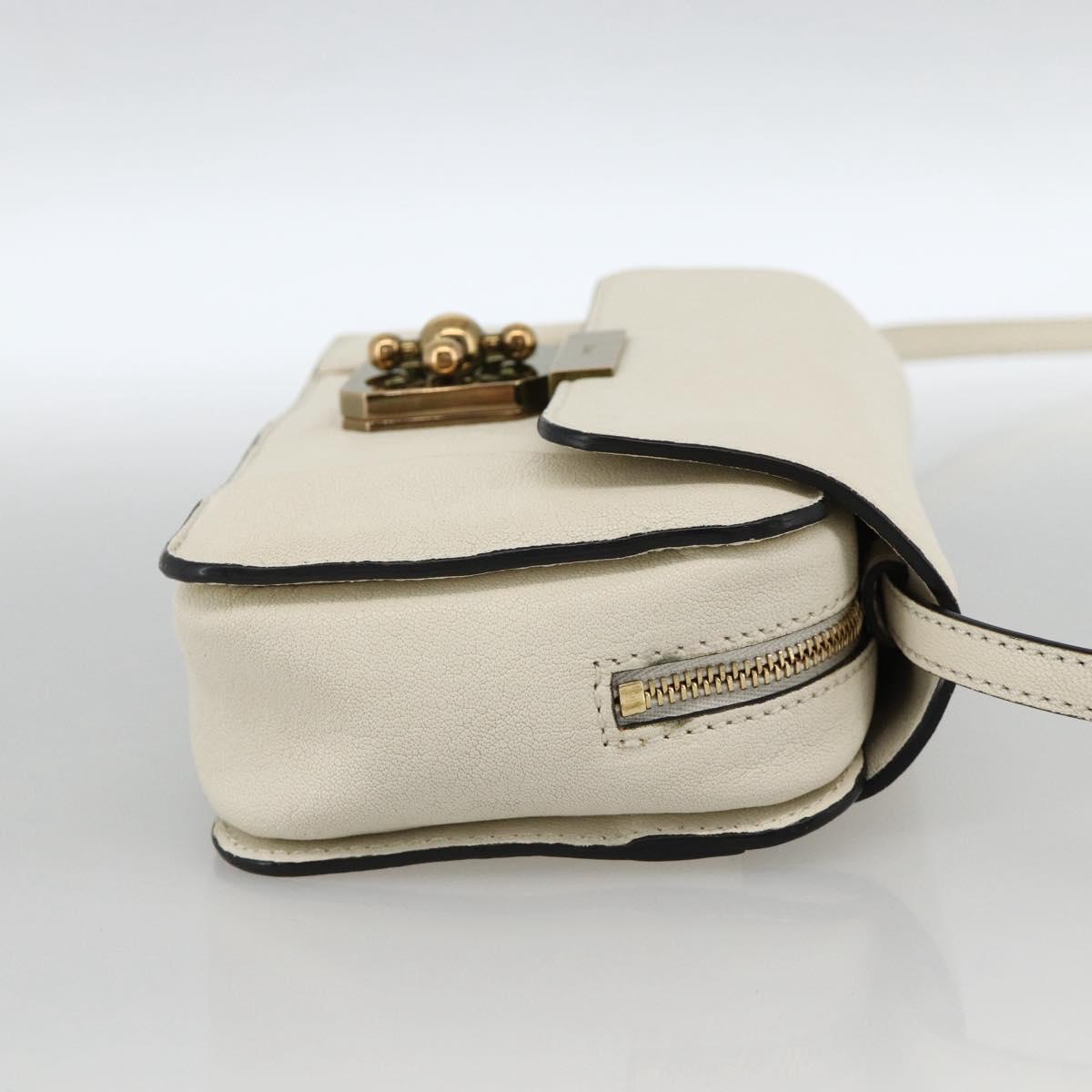 Chloe Shoulder Bag Leather Cream Gold Auth BA11360A