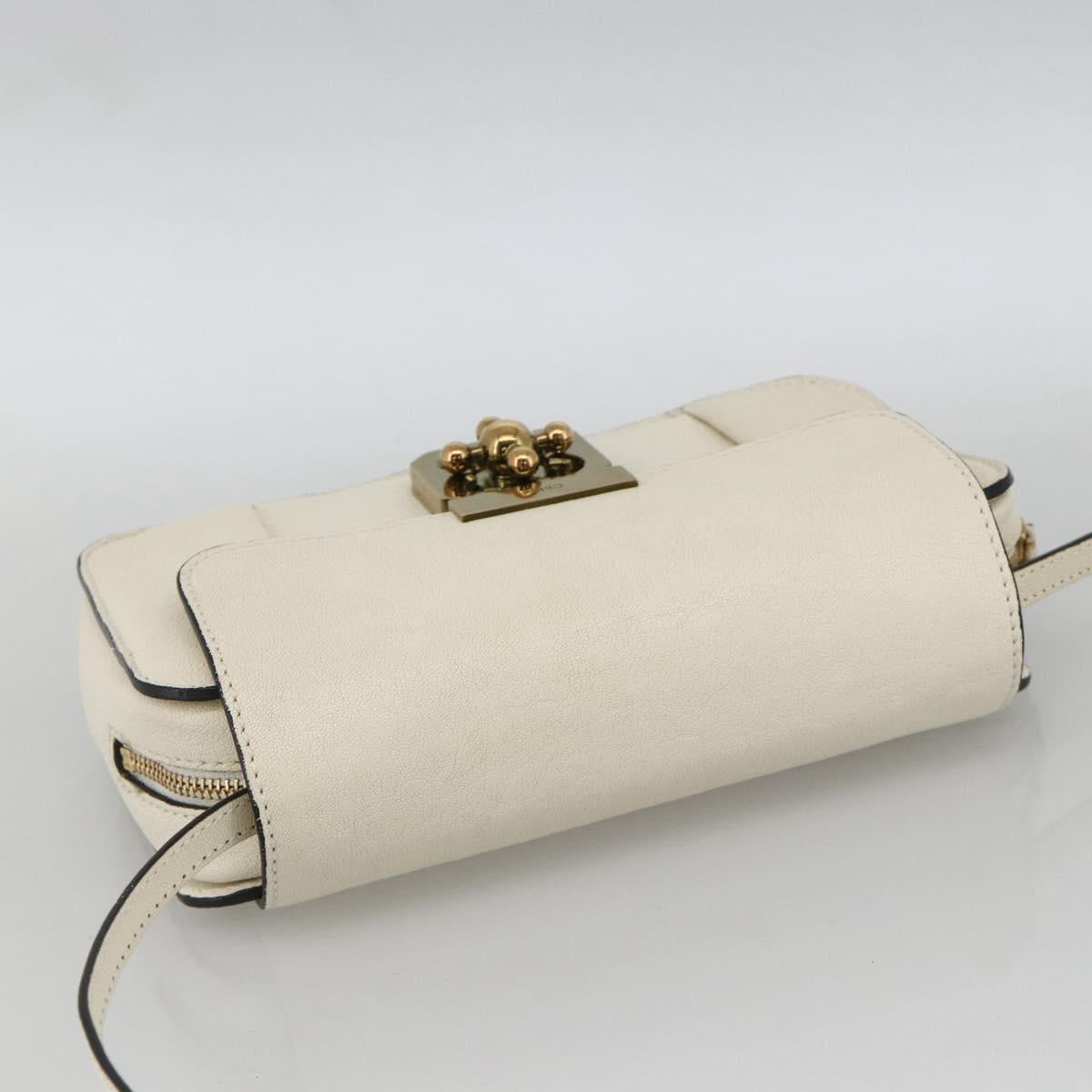 Chloe Shoulder Bag Leather Cream Gold Auth BA11360A