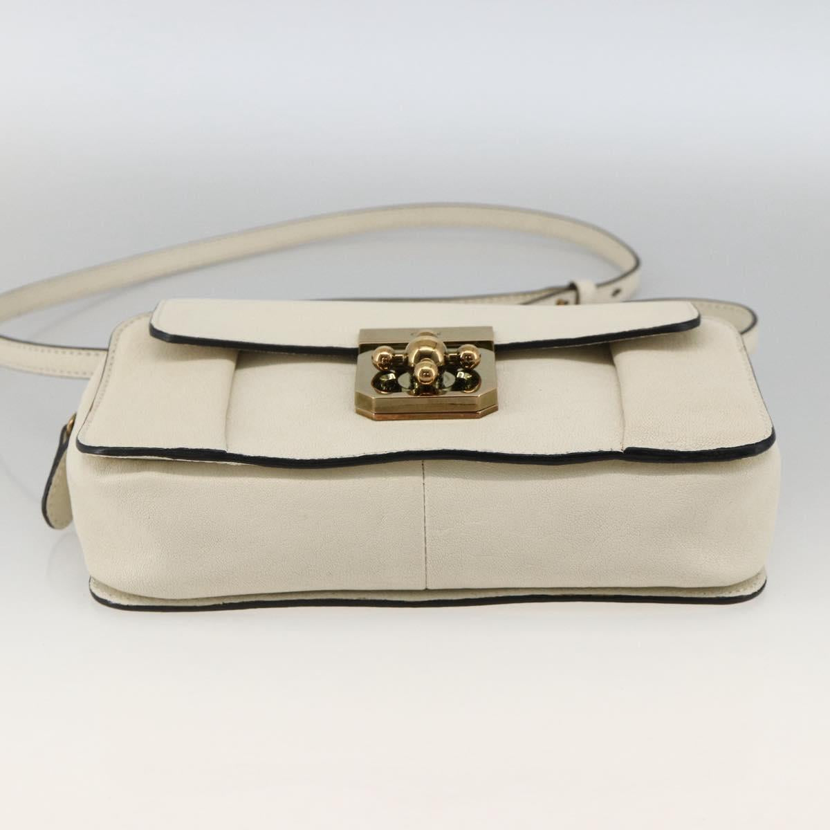 Chloe Shoulder Bag Leather Cream Gold Auth BA11360A