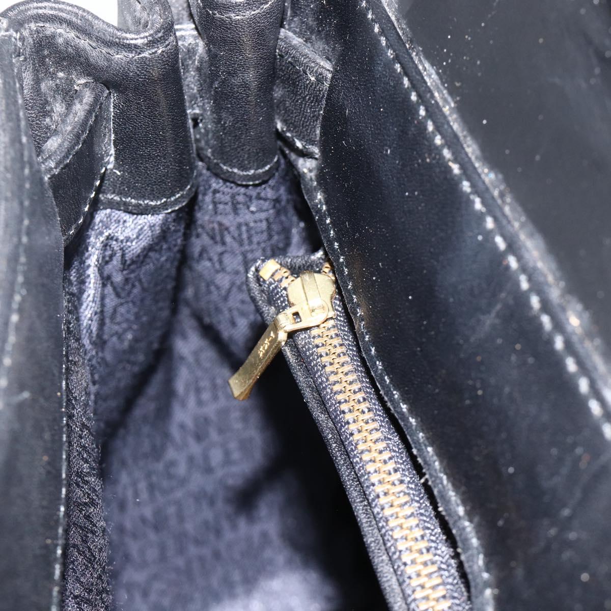 Gianni Versace Shoulder Bag Embossed leather Black Gold Auth BA11363