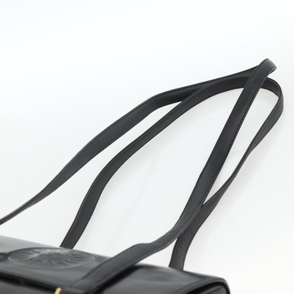 Gianni Versace Shoulder Bag Embossed leather Black Gold Auth BA11363