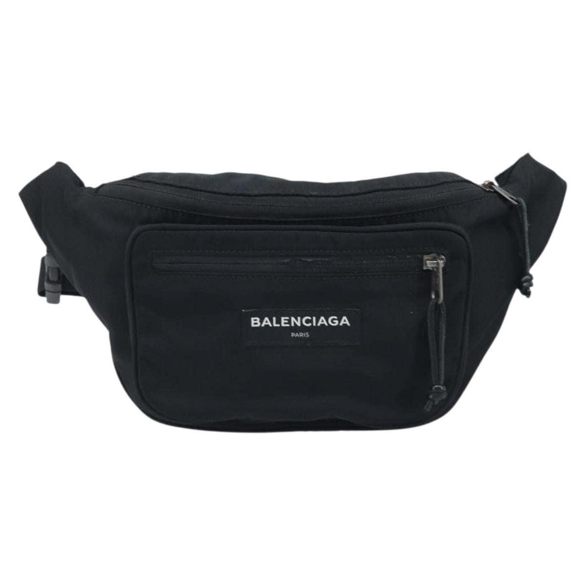 BALENCIAGA Body Bag Nylon Black 482389 Auth BA11367