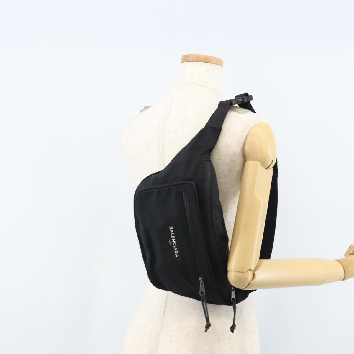 BALENCIAGA Body Bag Nylon Black 482389 Auth BA11367