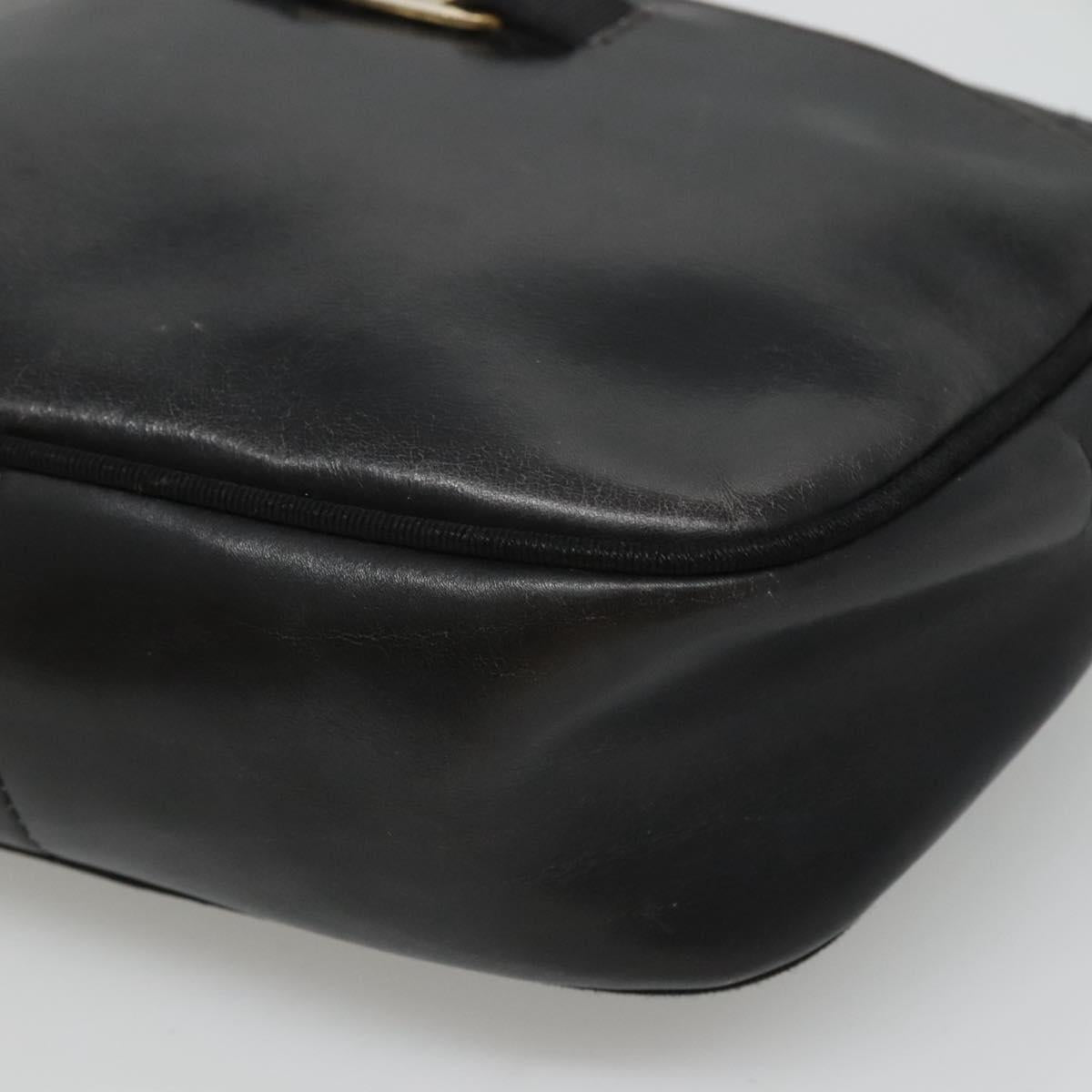 Salvatore Ferragamo Shoulder Bag Leather Black Gold Auth BA1137