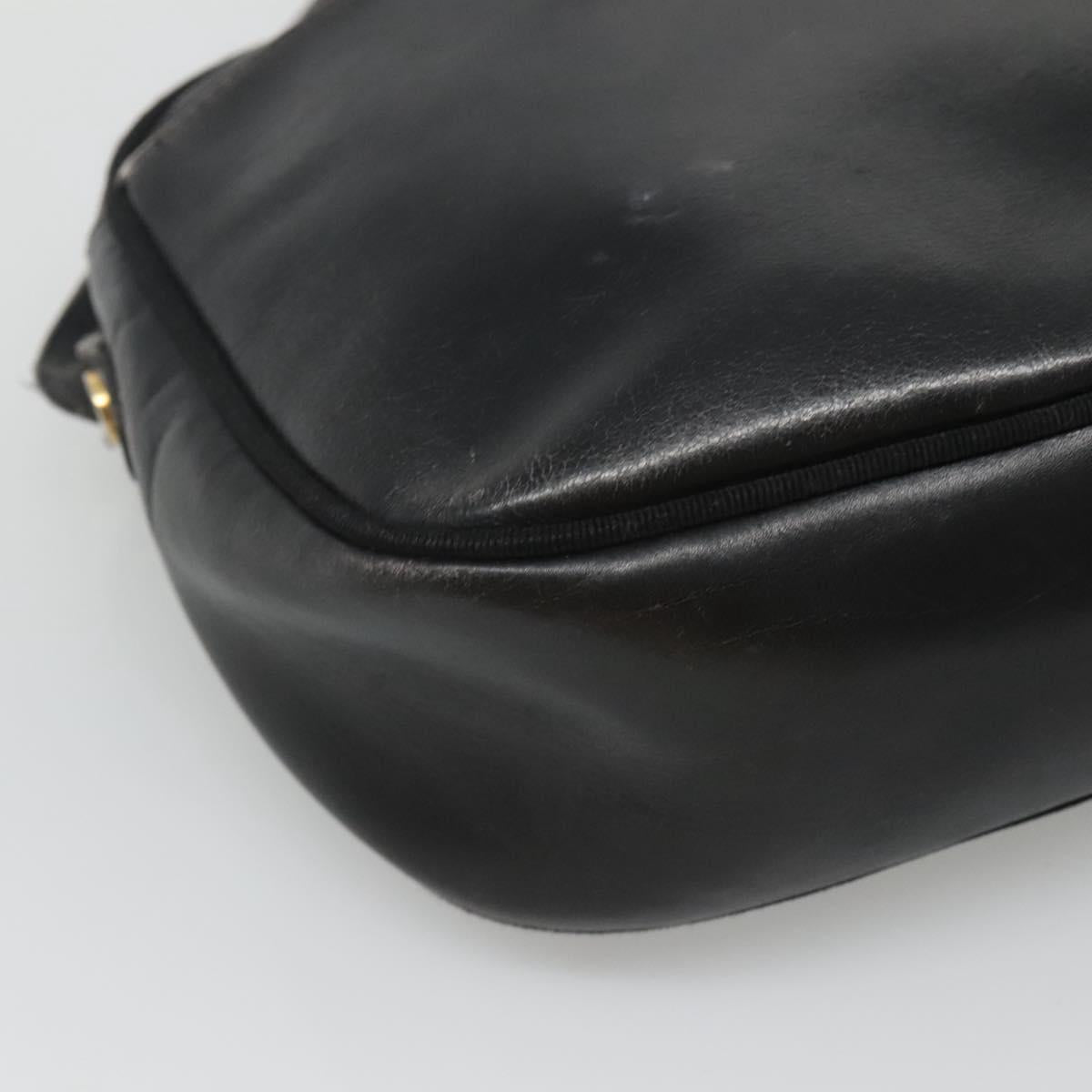 Salvatore Ferragamo Shoulder Bag Leather Black Gold Auth BA1137