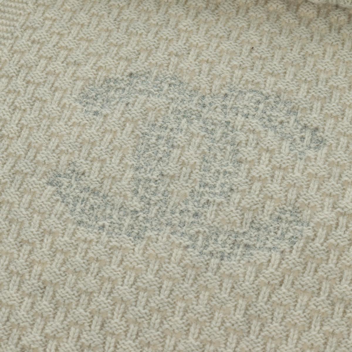 CHANEL COCO Mark Scarf Cashmere Beige Silver CC Auth BA11371V