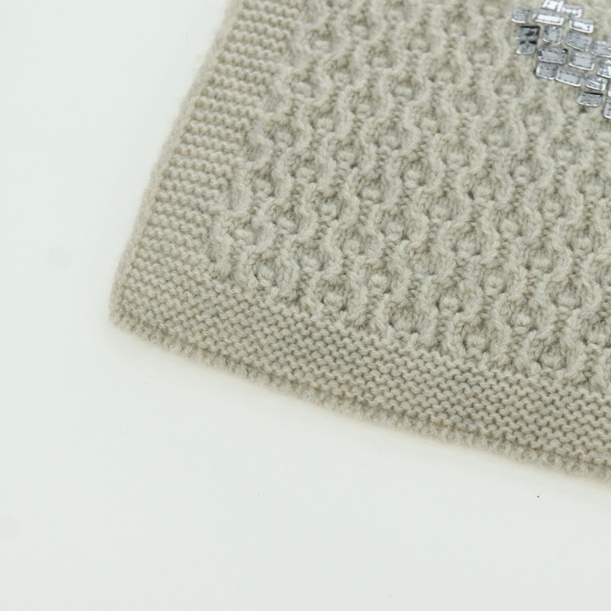 CHANEL COCO Mark Scarf Cashmere Beige Silver CC Auth BA11371V