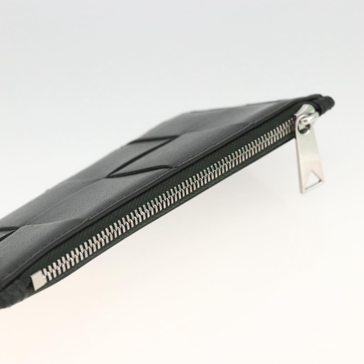BOTTEGA VENETA MAXI INTRECCIATO Coin Purse Leather Black Silver Auth BA11372V