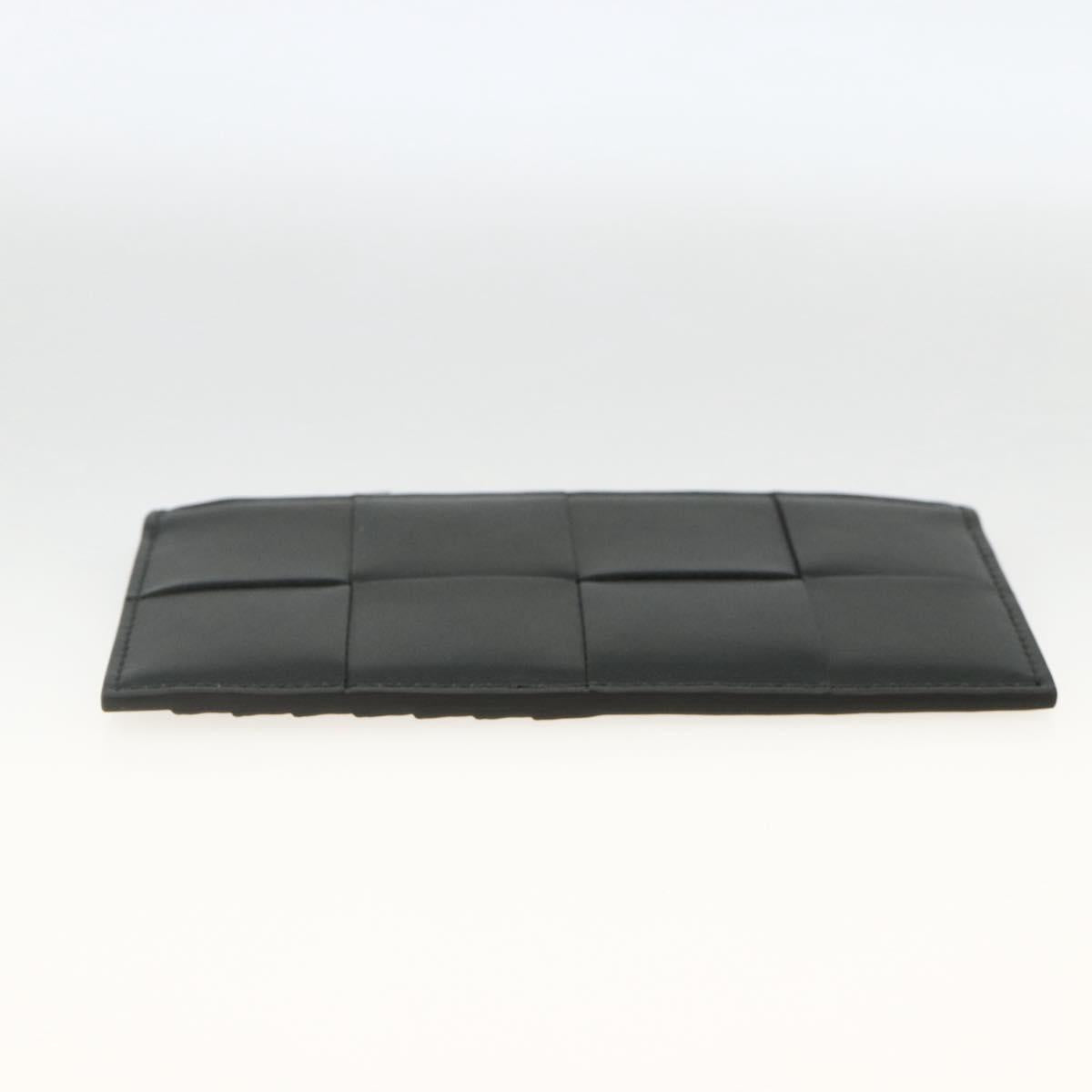 BOTTEGA VENETA MAXI INTRECCIATO Coin Purse Leather Black Silver Auth BA11372V