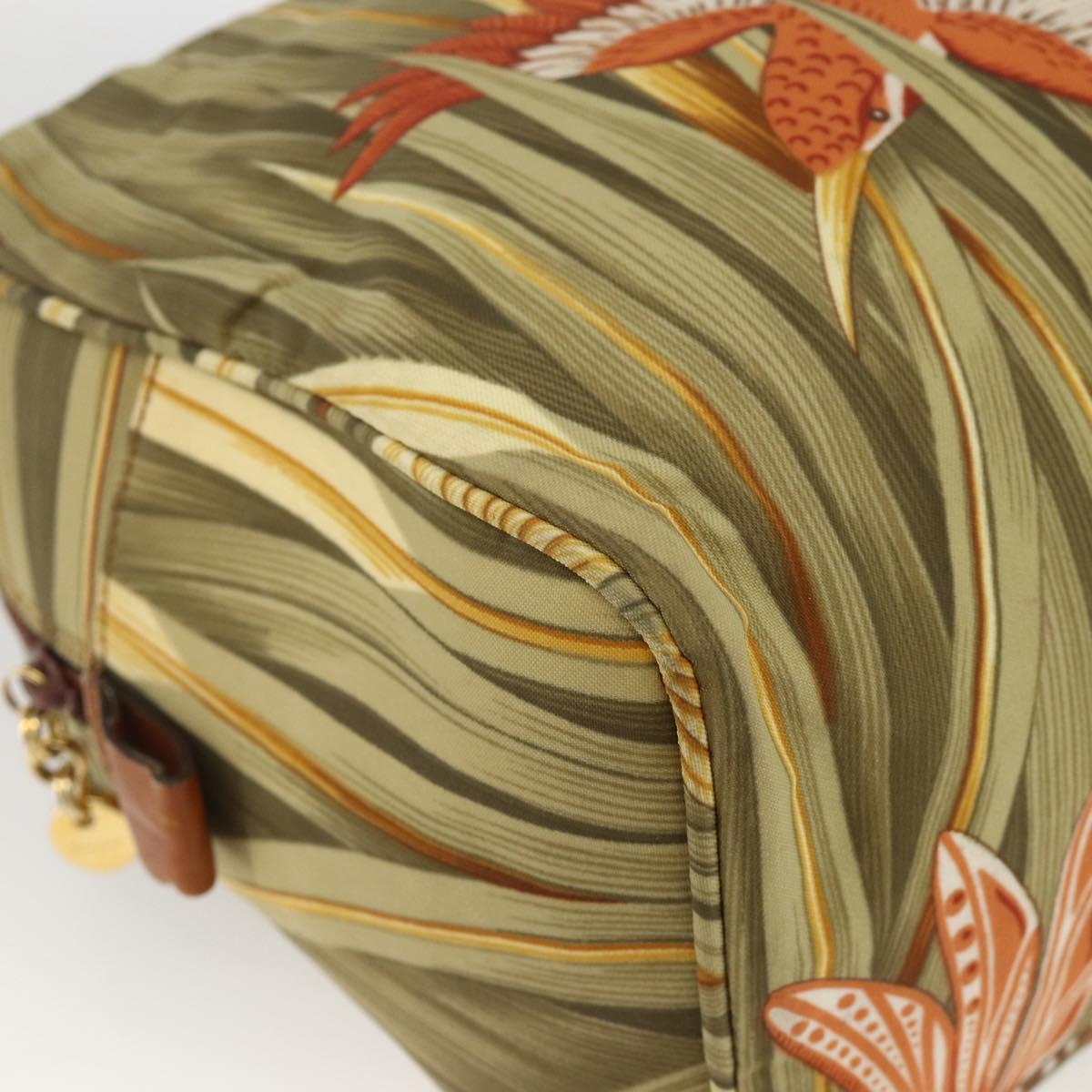 Salvatore Ferragamo Hand Bag Canvas Green Gold Auth BA11377