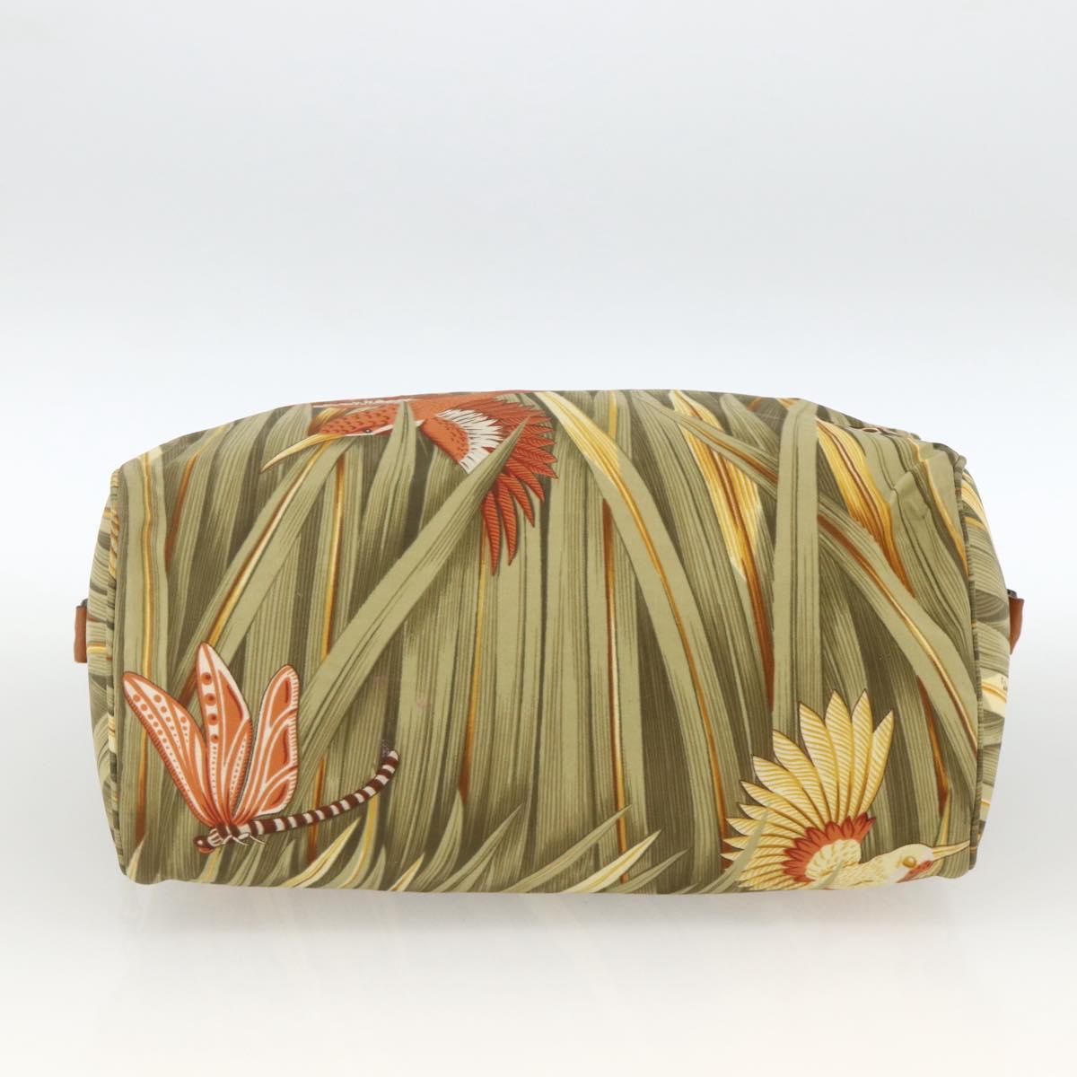 Salvatore Ferragamo Hand Bag Canvas Green Gold Auth BA11377