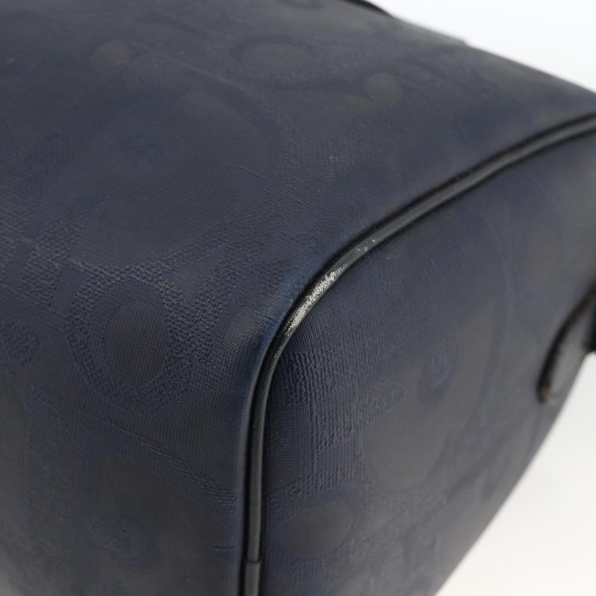 Christian Dior Trotter Canvas Hand Bag PVC Canvas Leather Navy Auth BA11379A