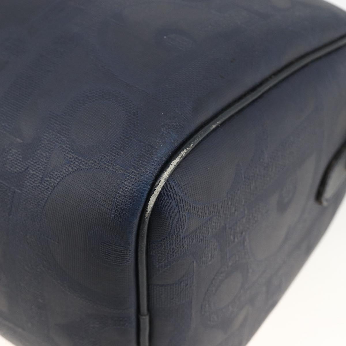 Christian Dior Trotter Canvas Hand Bag PVC Canvas Leather Navy Auth BA11379A