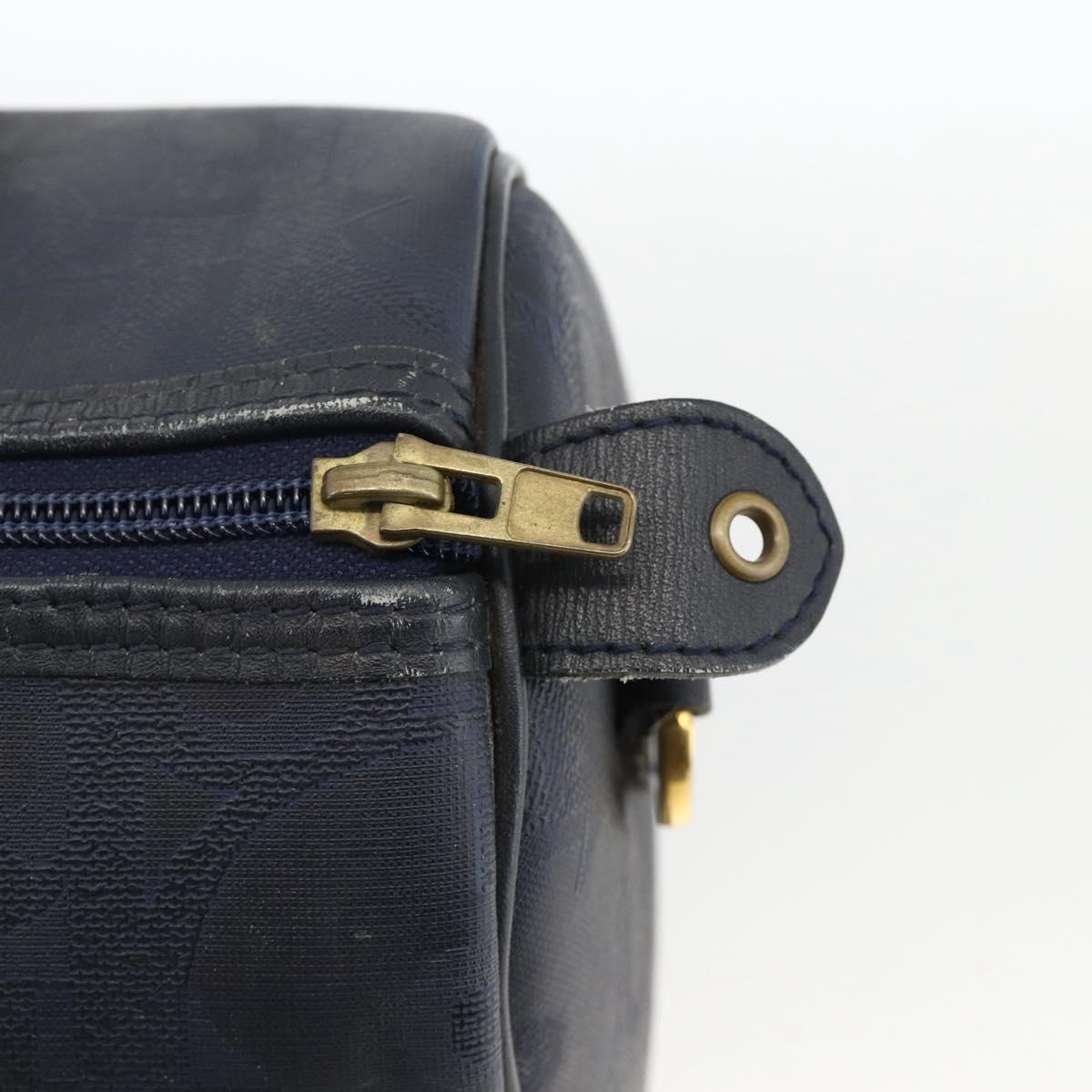 Christian Dior Trotter Canvas Hand Bag PVC Canvas Leather Navy Auth BA11379A