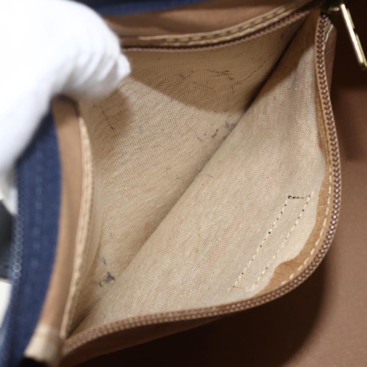 Christian Dior Trotter Canvas Hand Bag PVC Canvas Leather Navy Auth BA11379A