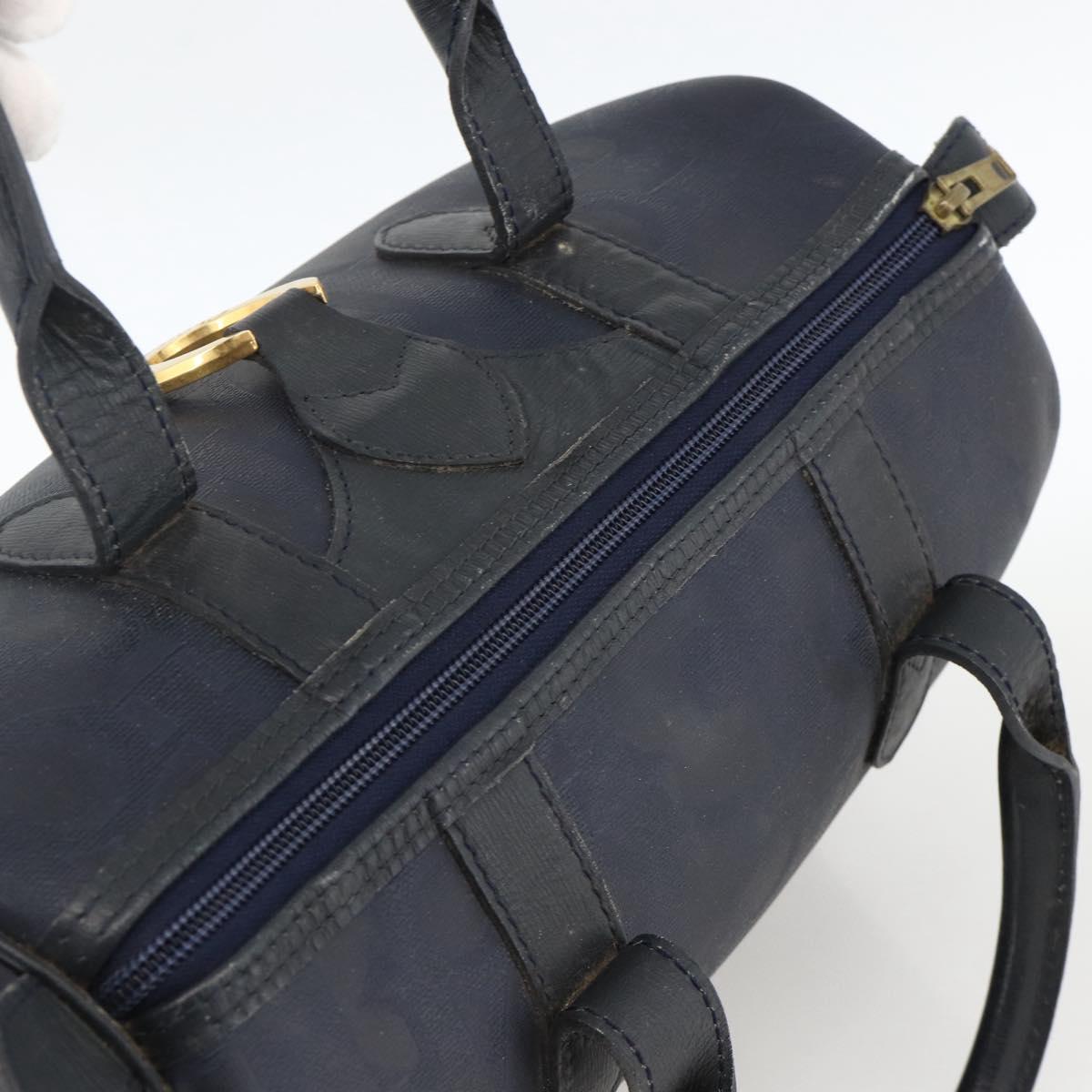 Christian Dior Trotter Canvas Hand Bag PVC Canvas Leather Navy Auth BA11379A