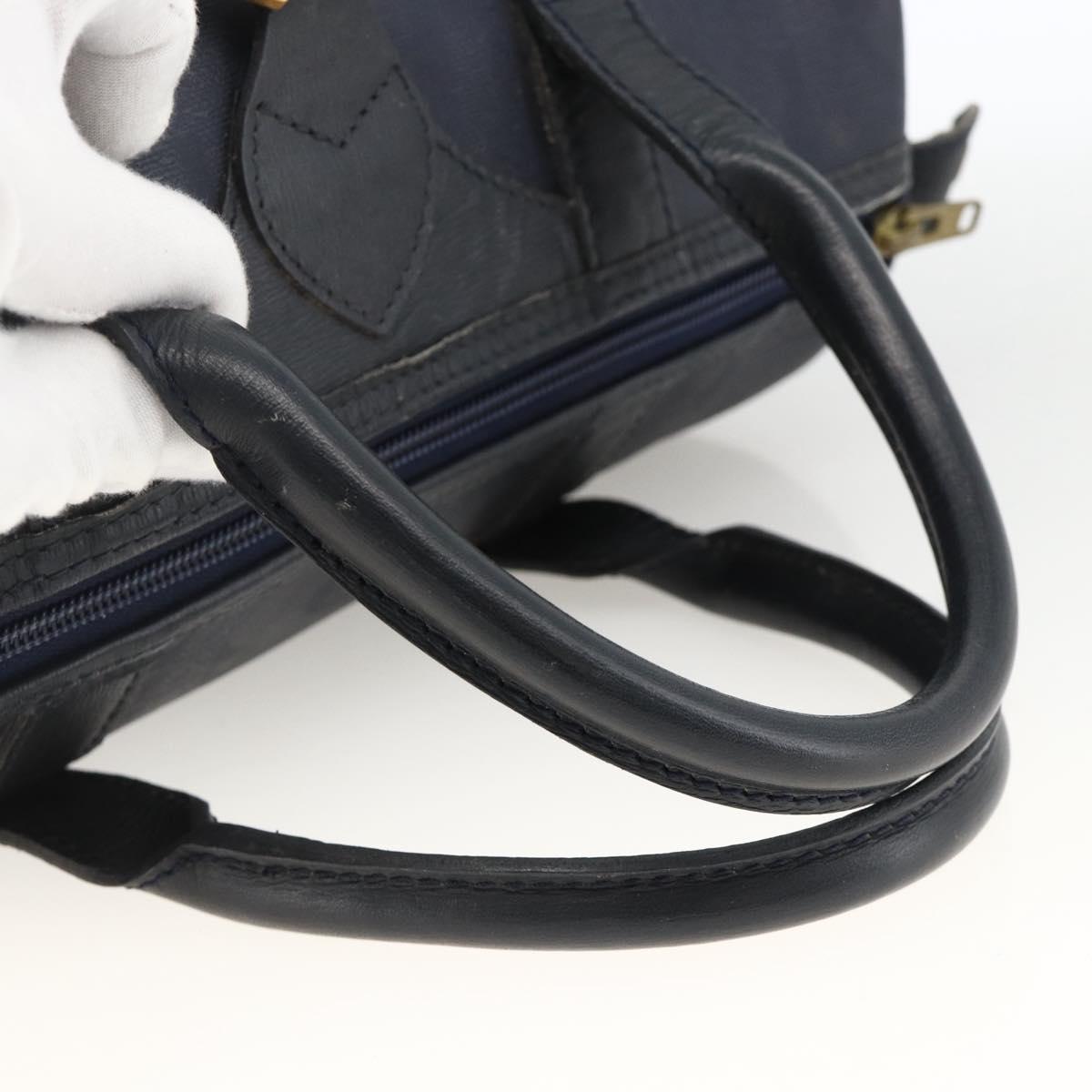 Christian Dior Trotter Canvas Hand Bag PVC Canvas Leather Navy Auth BA11379A
