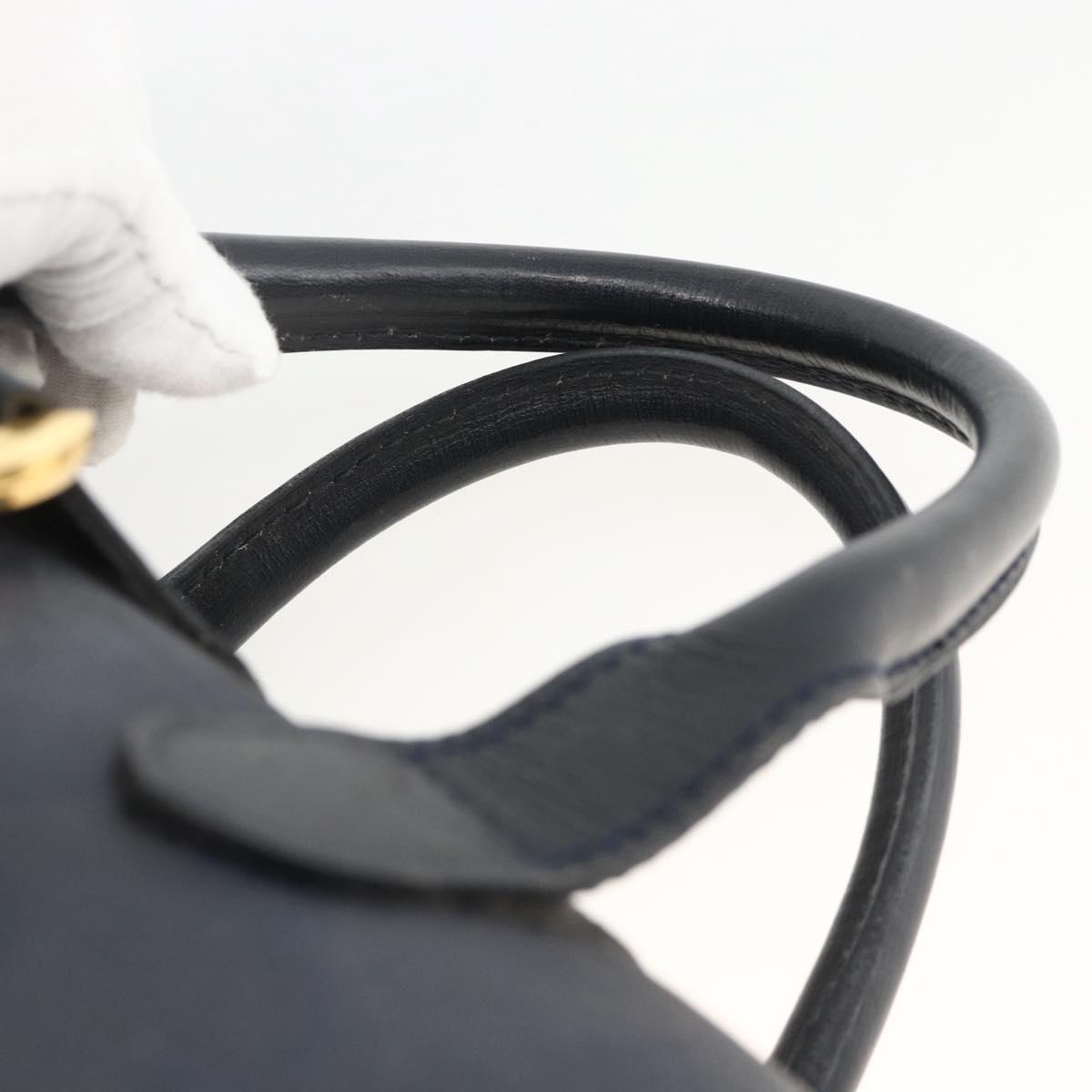 Christian Dior Trotter Canvas Hand Bag PVC Canvas Leather Navy Auth BA11379A