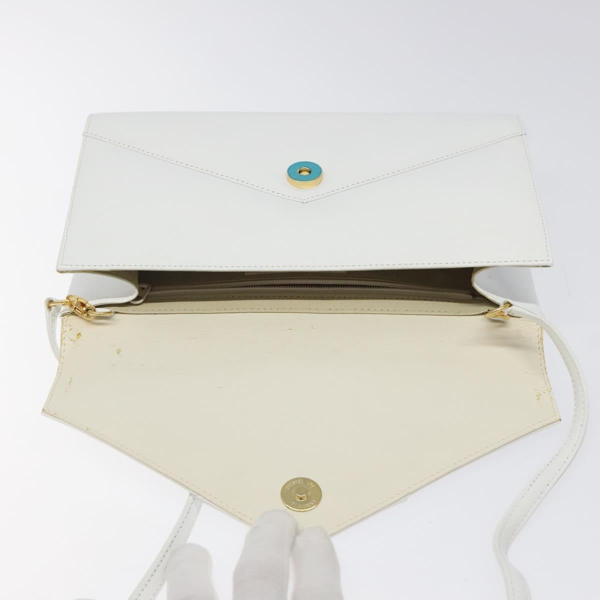 GIVENCHY Shoulder Bag Leather White Gold Auth BA1138