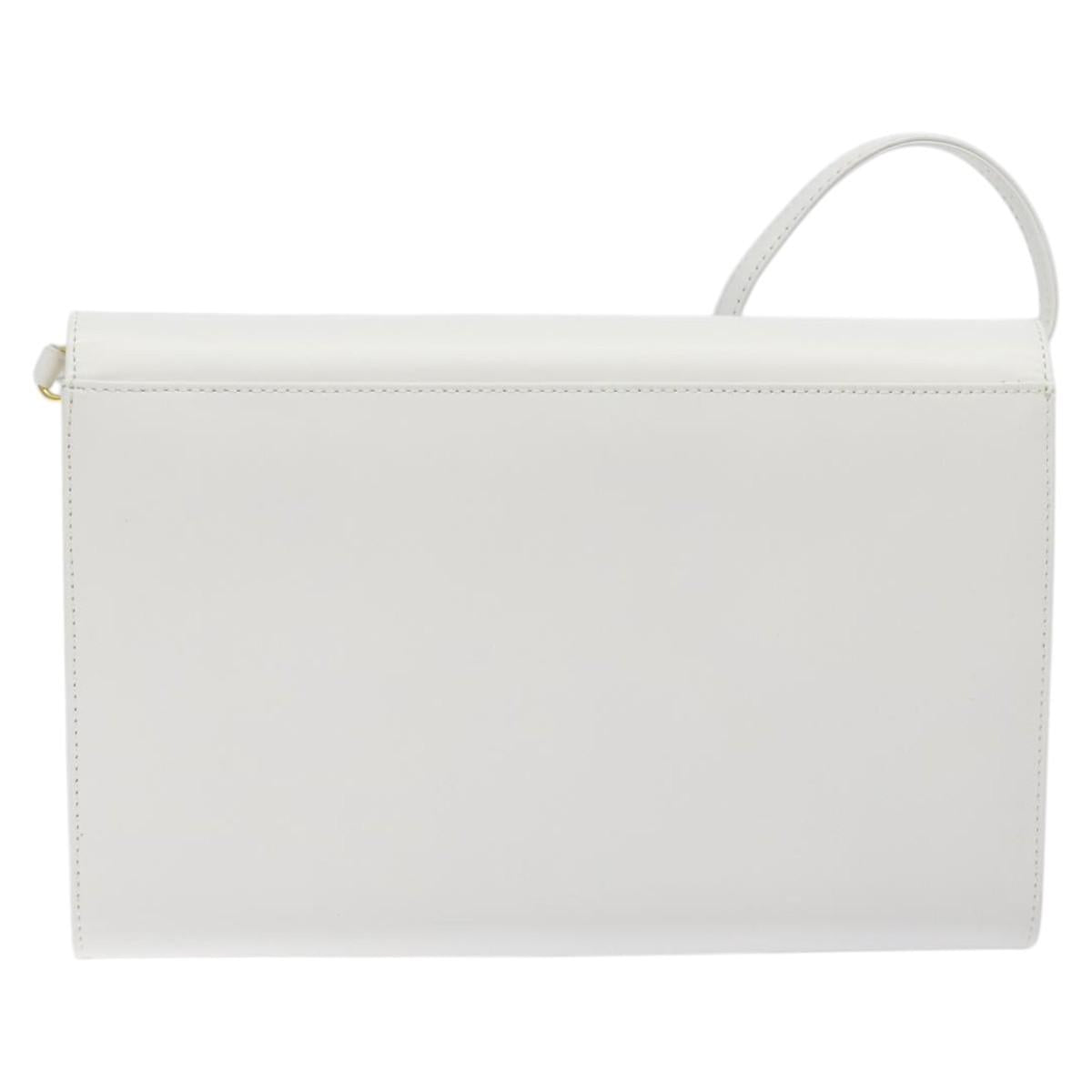 GIVENCHY Shoulder Bag Leather White Gold Auth BA1138