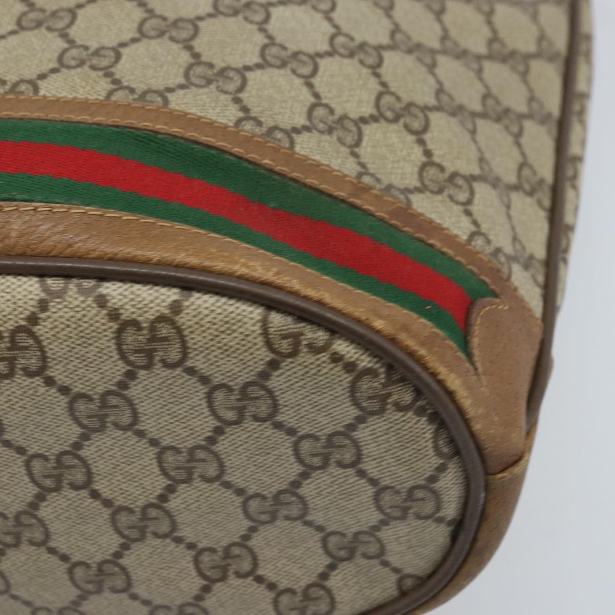 GUCCI GG Supreme Web Sherry Line Bag PVC Beige Gold 41 02 085 Auth BA11383