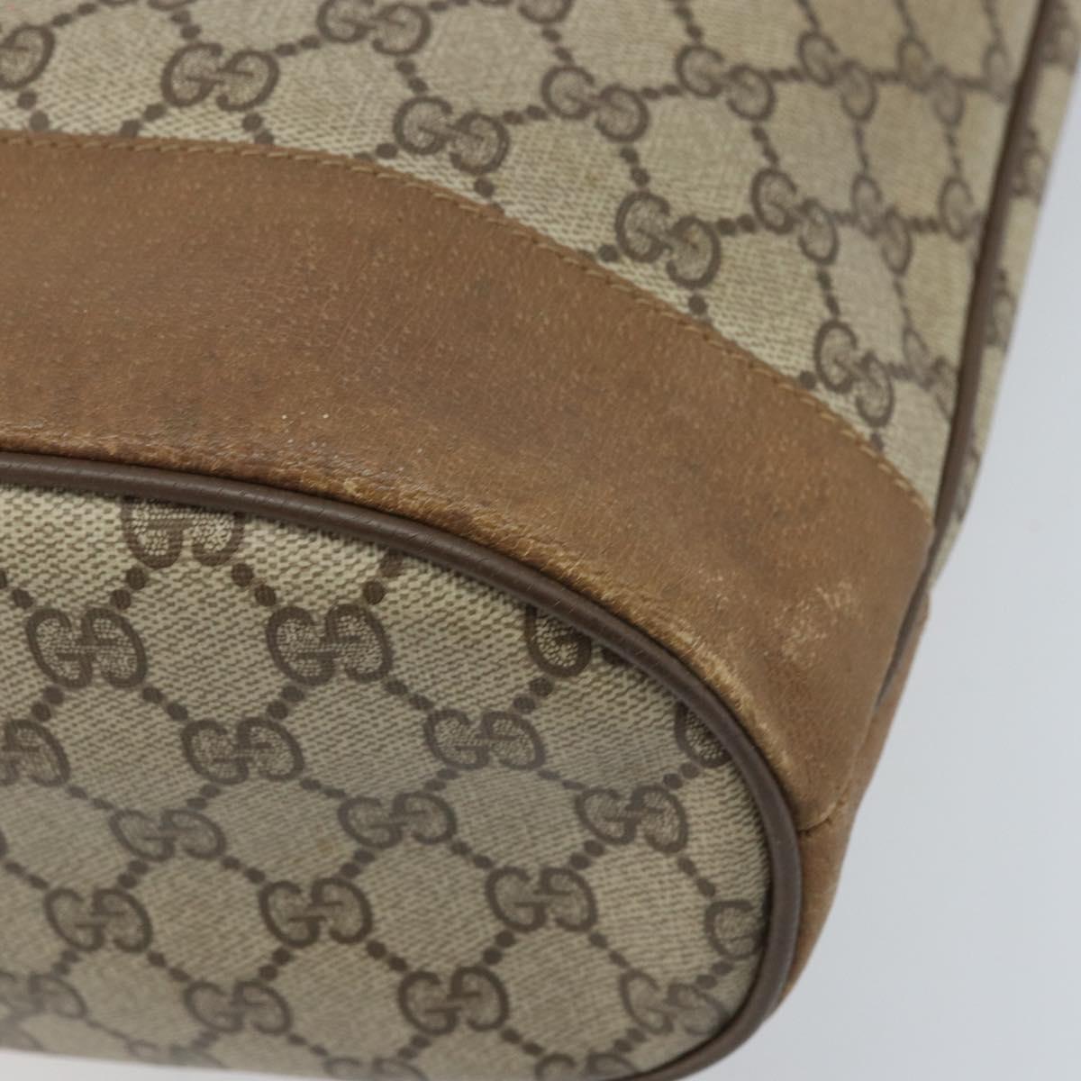 GUCCI GG Supreme Web Sherry Line Bag PVC Beige Gold 41 02 085 Auth BA11383