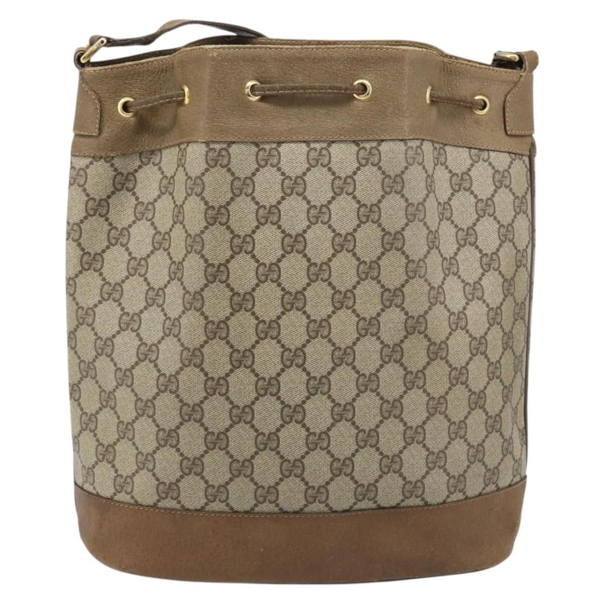 GUCCI GG Supreme Web Sherry Line Bag PVC Beige Gold 41 02 085 Auth BA11383