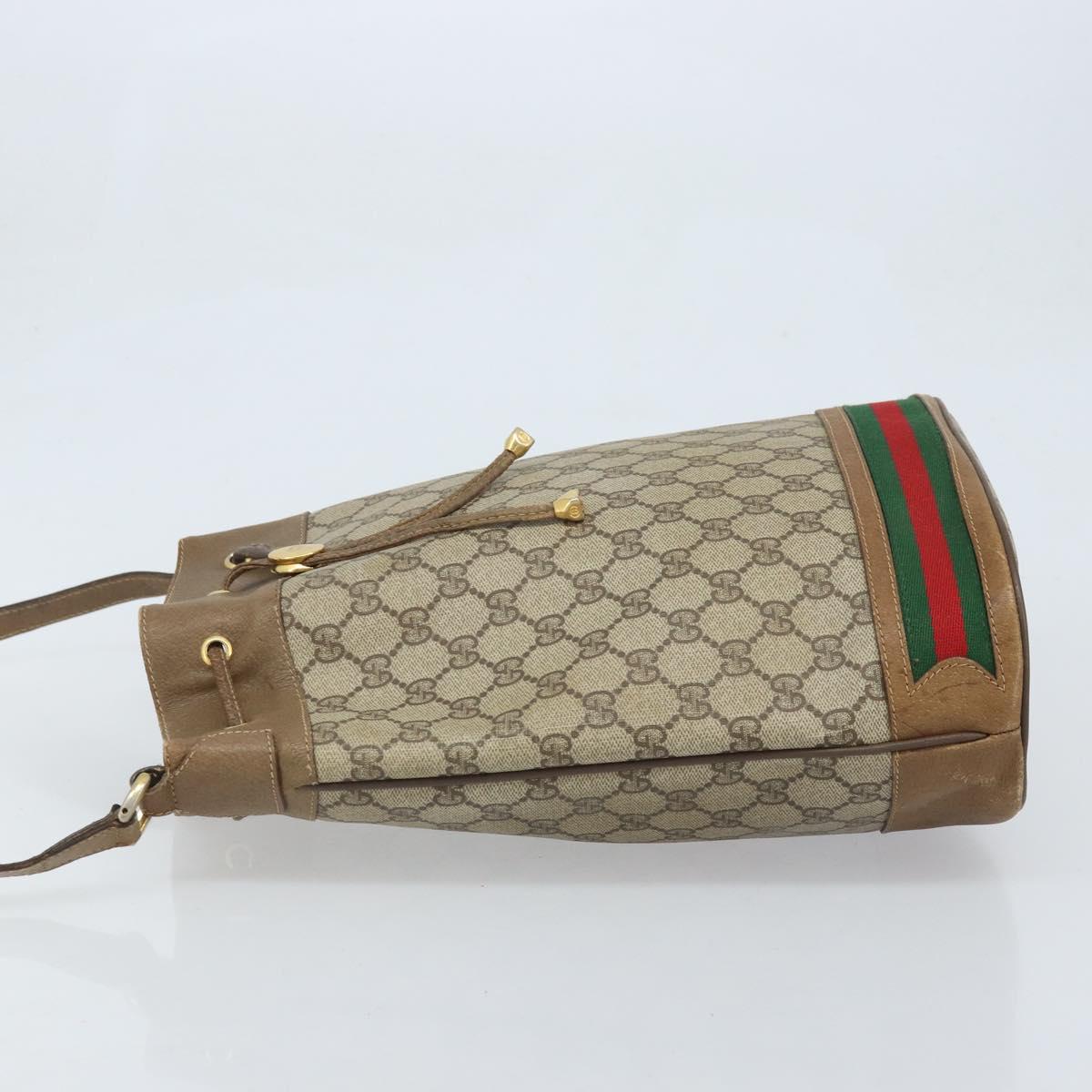 GUCCI GG Supreme Web Sherry Line Bag PVC Beige Gold 41 02 085 Auth BA11383